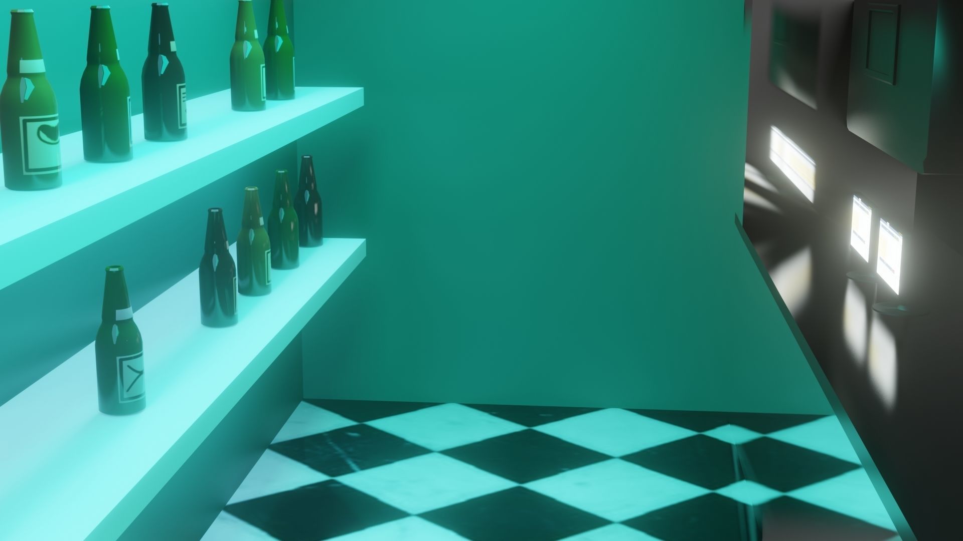 Retro Style Bar Interior  Low-poly 3D model_16