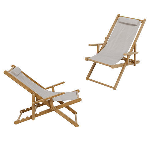 Natural Frame And Natural Canvas Solid Wood Sling 3D model