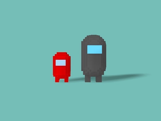 Voxel  among us Low-poly 3D model
