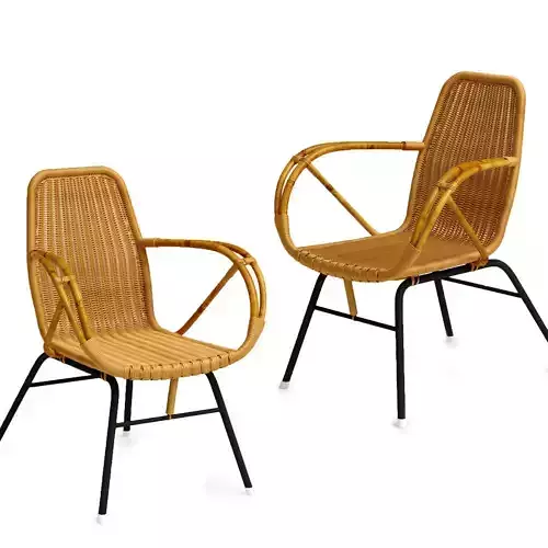 Rattan Garden Armchairs By Dirk Van Sliedregt 3D model