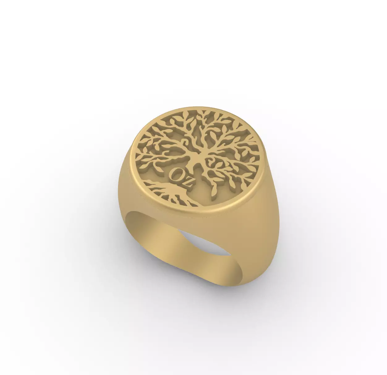 Tree of Life Oz Signet Stamp Ring 3D model_0