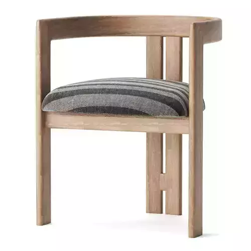 Tachchini wooden chair with striped upholstered seat