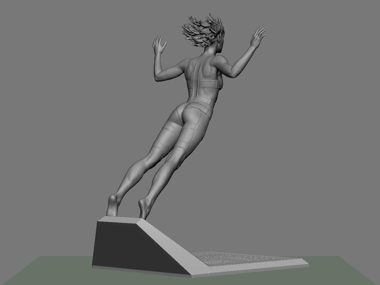 Leeloo woman jumping on platform 3D print model_5