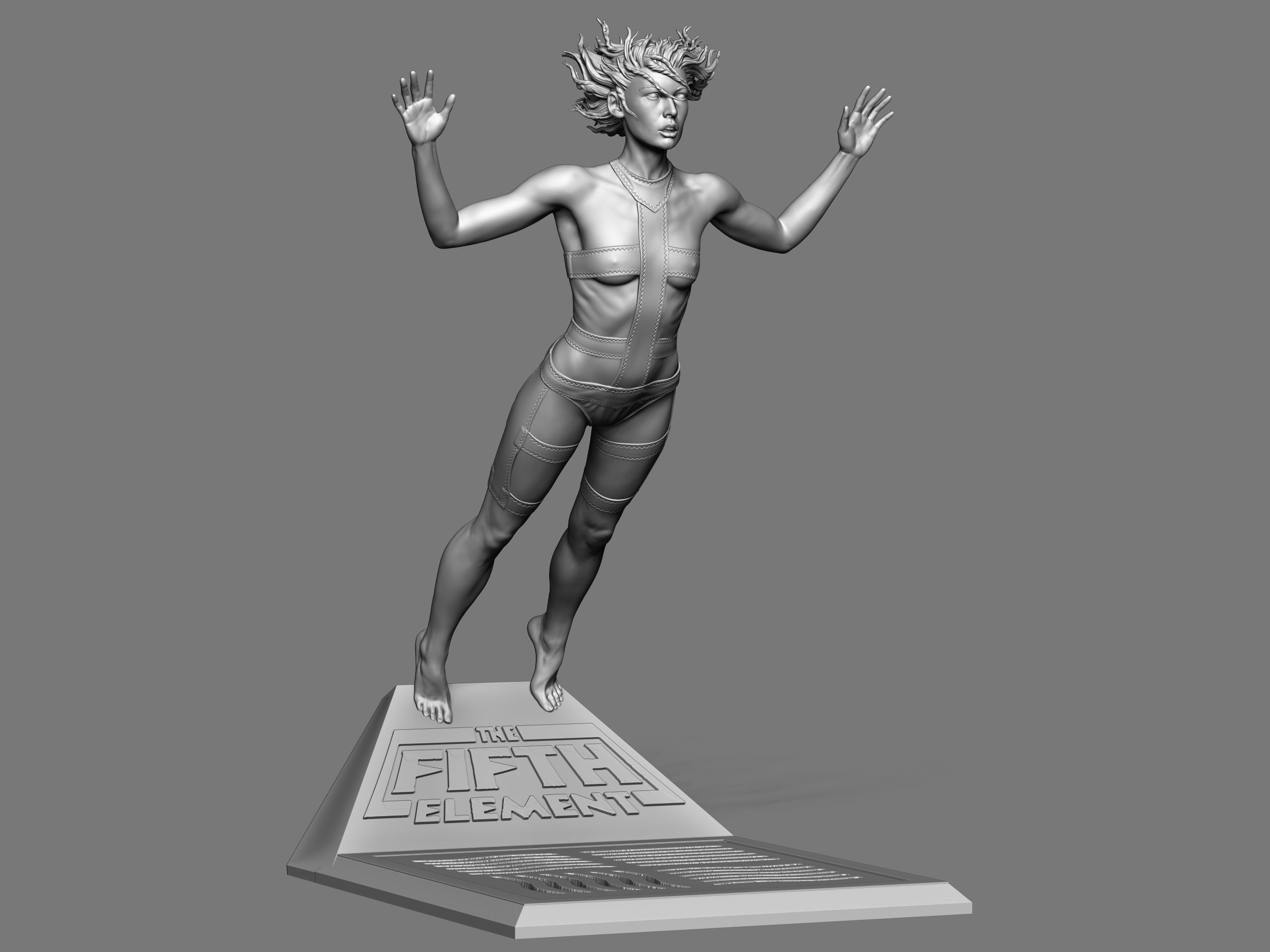 Leeloo woman jumping on platform 3D print model_1