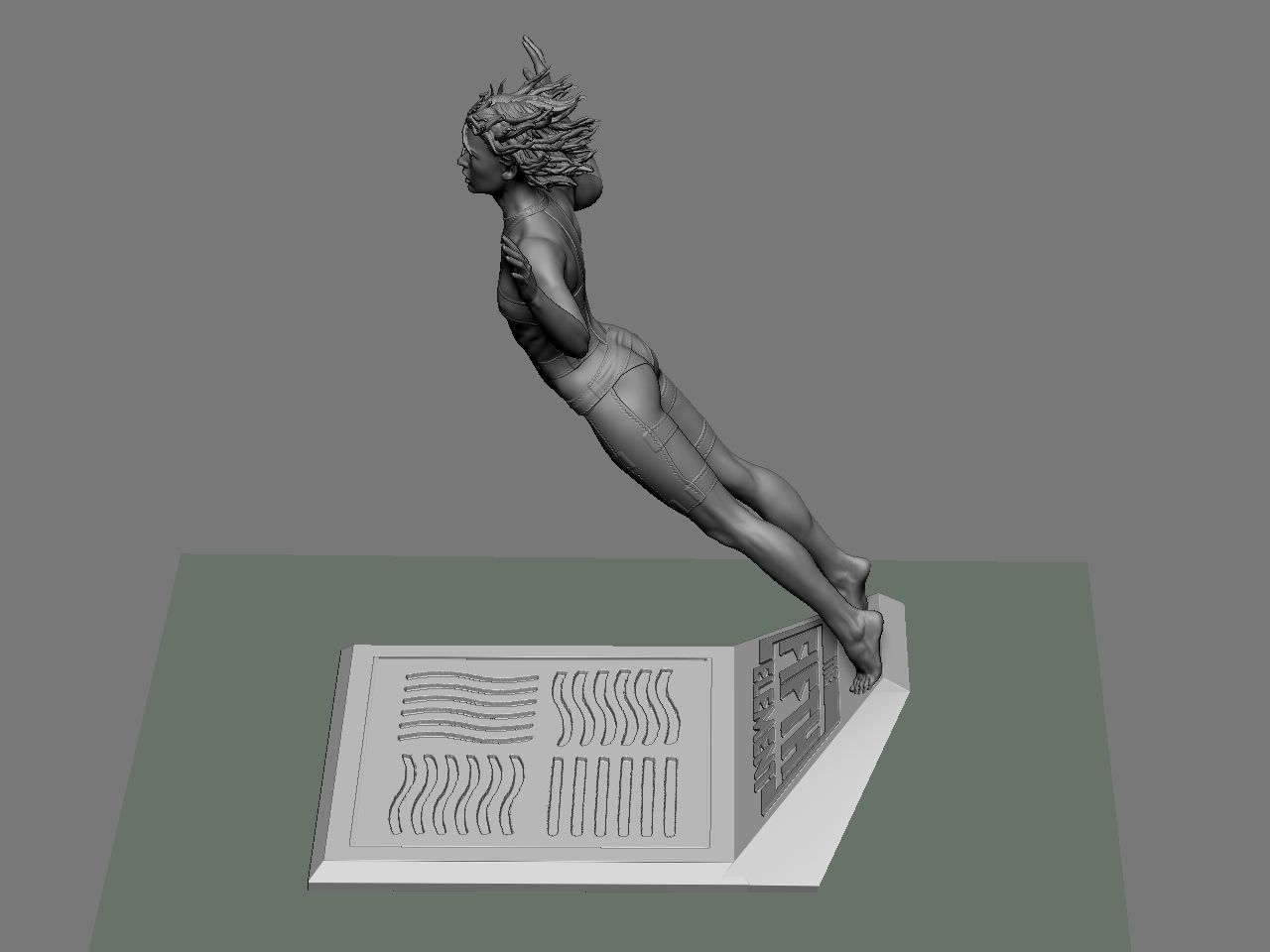 Leeloo woman jumping on platform 3D print model_59