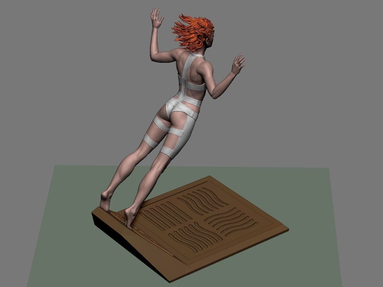 Leeloo woman jumping on platform 3D print model_52