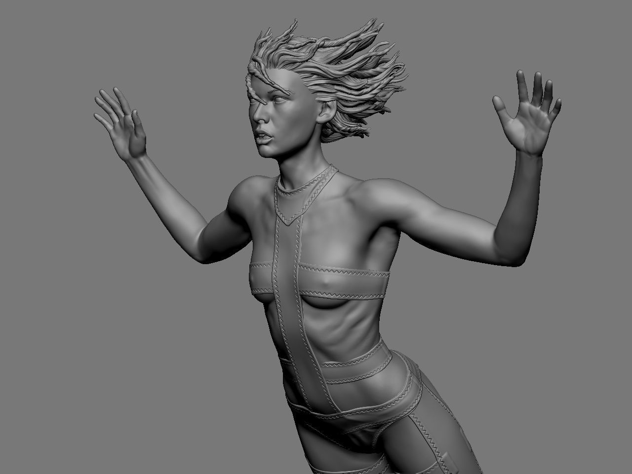 Leeloo woman jumping on platform 3D print model_29