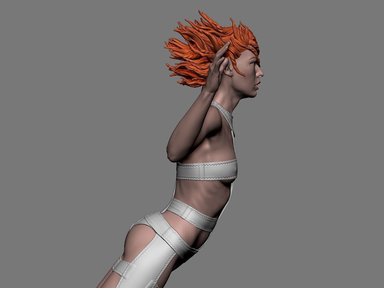 Leeloo woman jumping on platform 3D print model_18