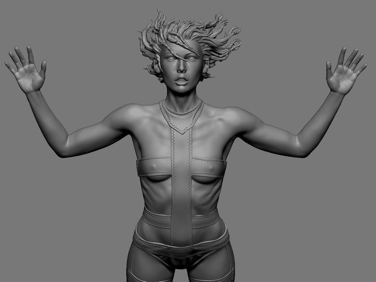 Leeloo woman jumping on platform 3D print model_31