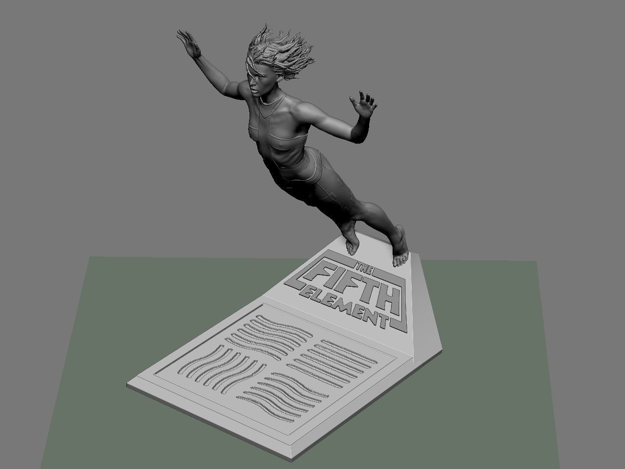 Leeloo woman jumping on platform 3D print model_61