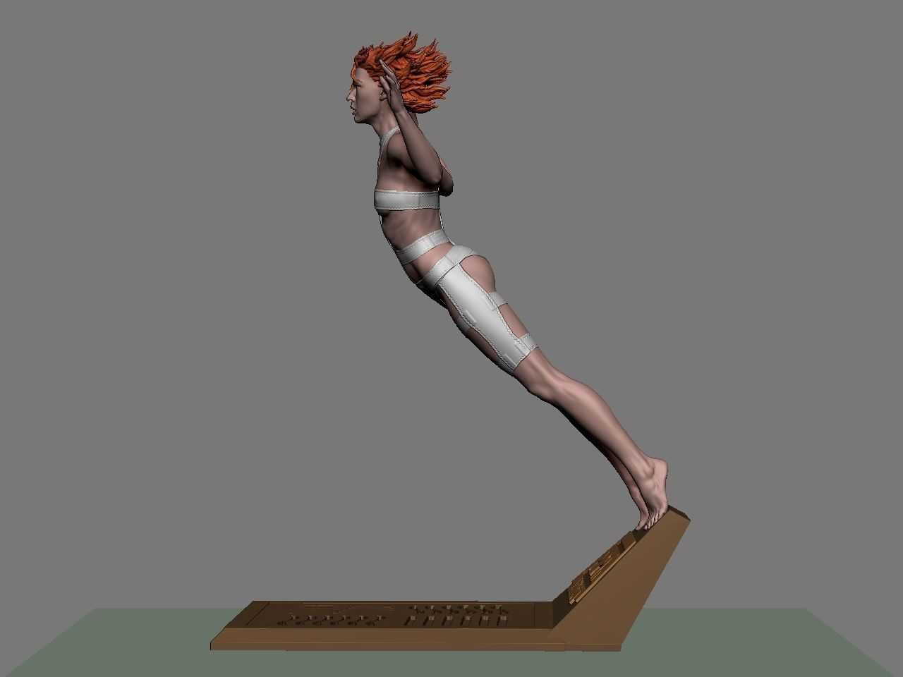 Leeloo woman jumping on platform 3D print model_10