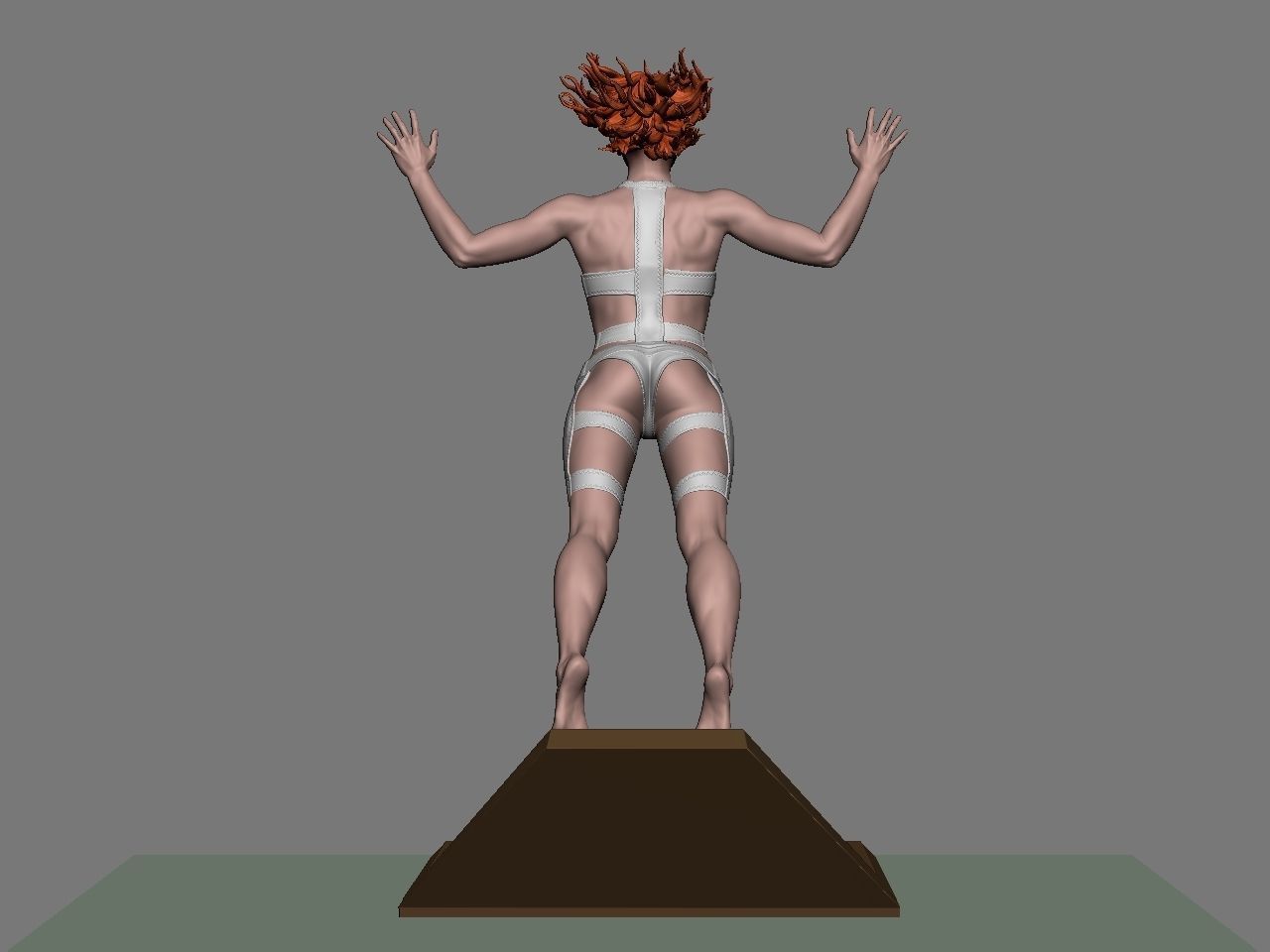 Leeloo woman jumping on platform 3D print model_6