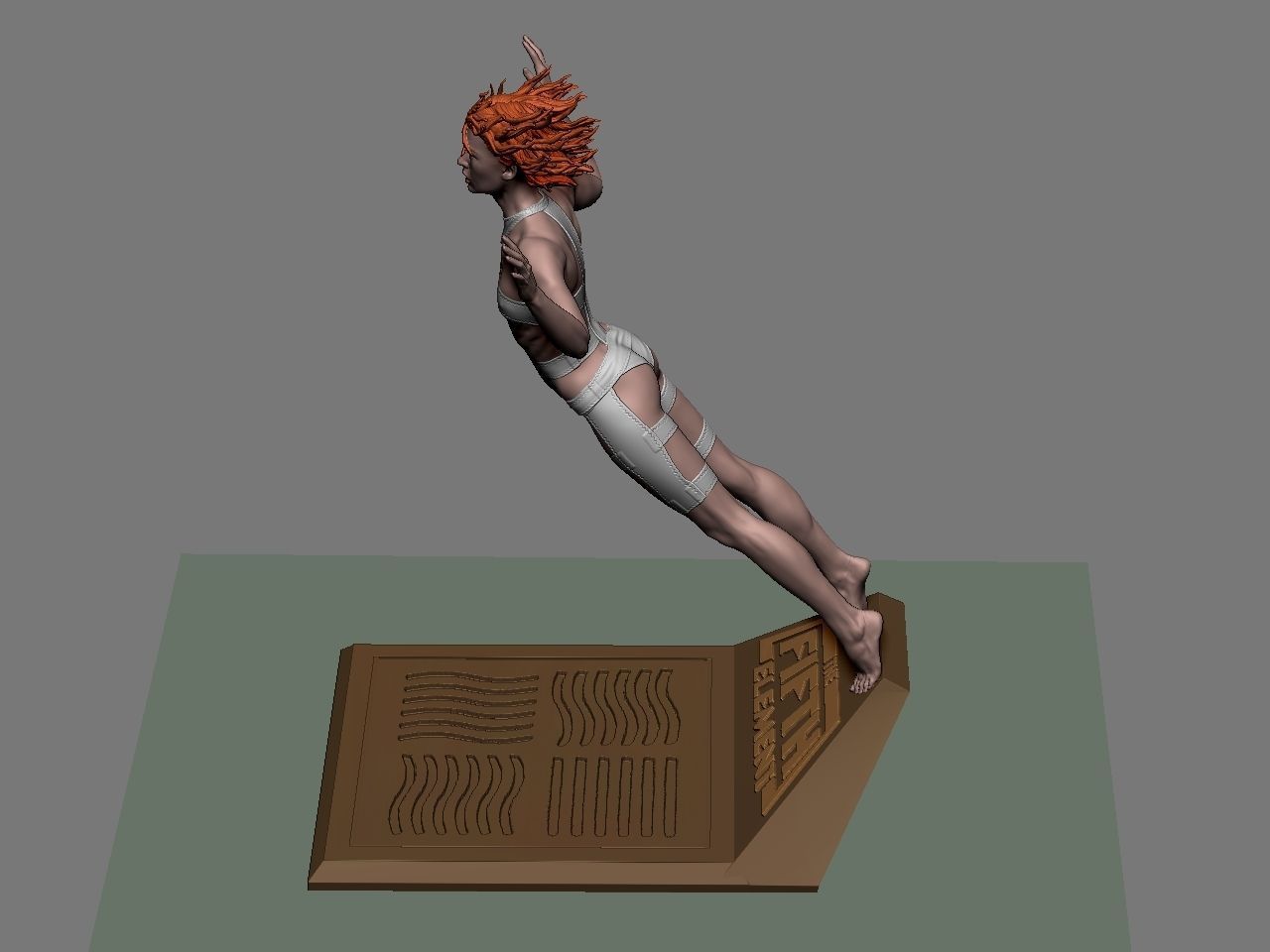 Leeloo woman jumping on platform 3D print model_58