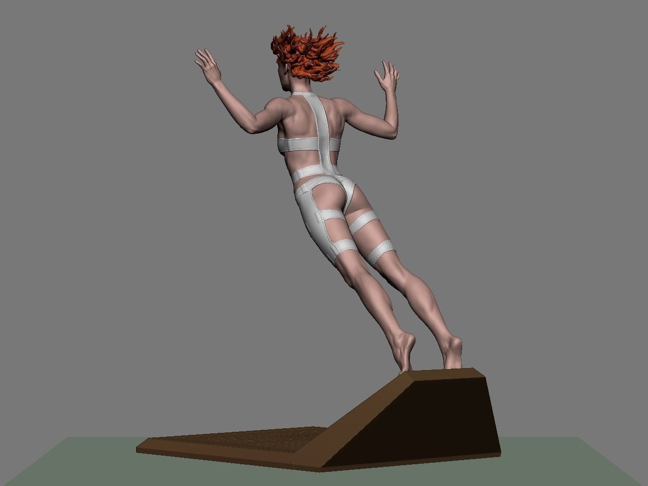 Leeloo woman jumping on platform 3D print model_8