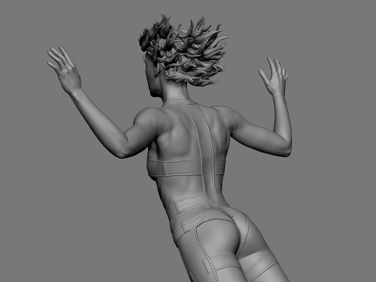 Leeloo woman jumping on platform 3D print model_25