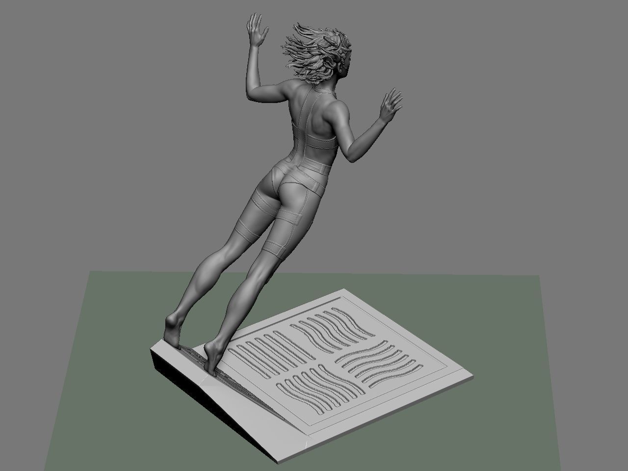 Leeloo woman jumping on platform 3D print model_53