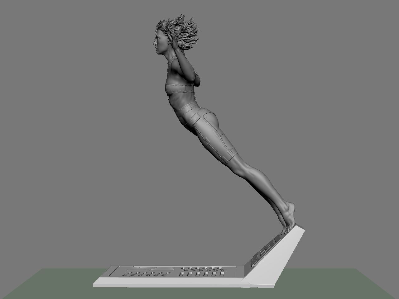 Leeloo woman jumping on platform 3D print model_11