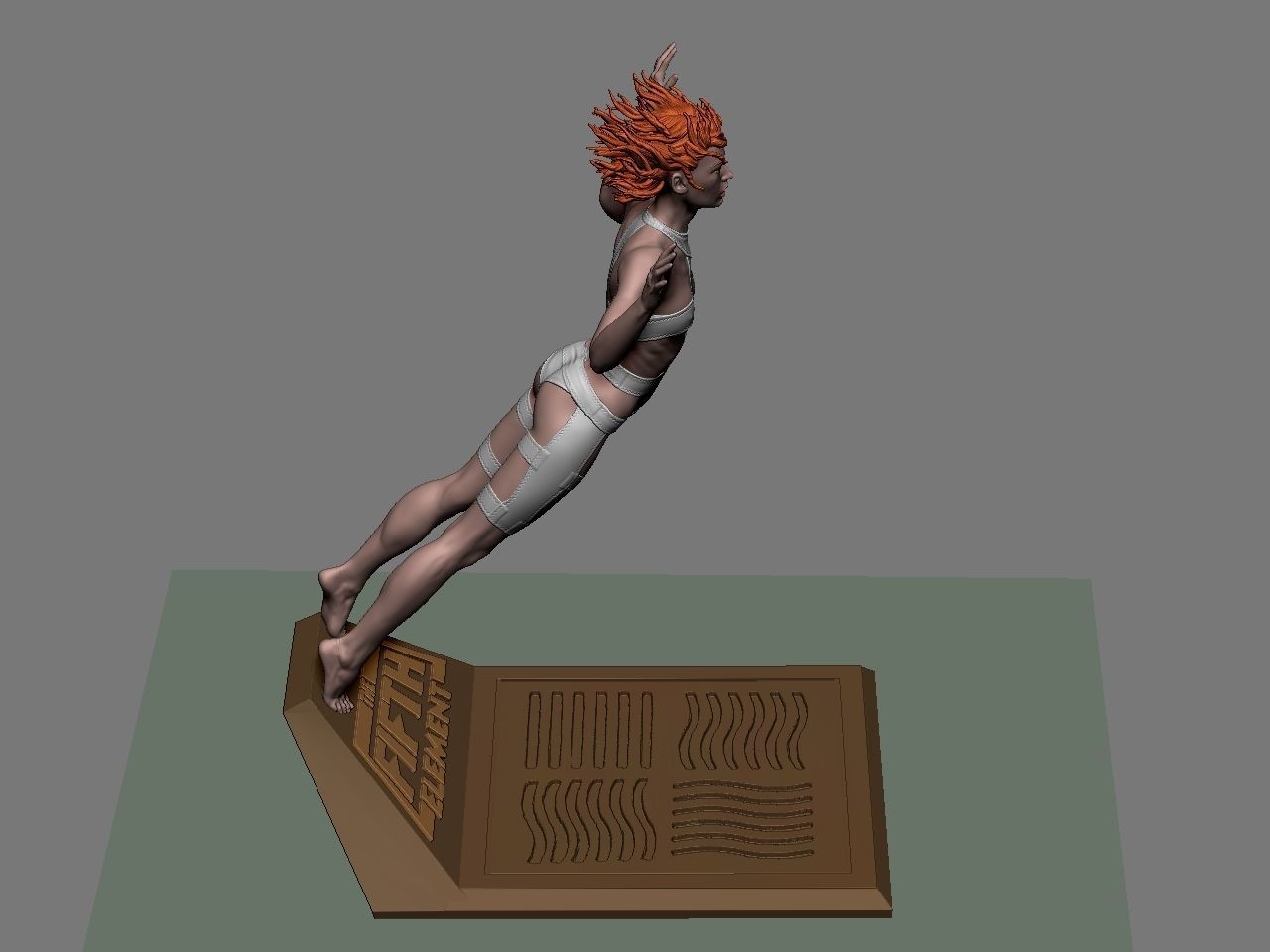 Leeloo woman jumping on platform 3D print model_50