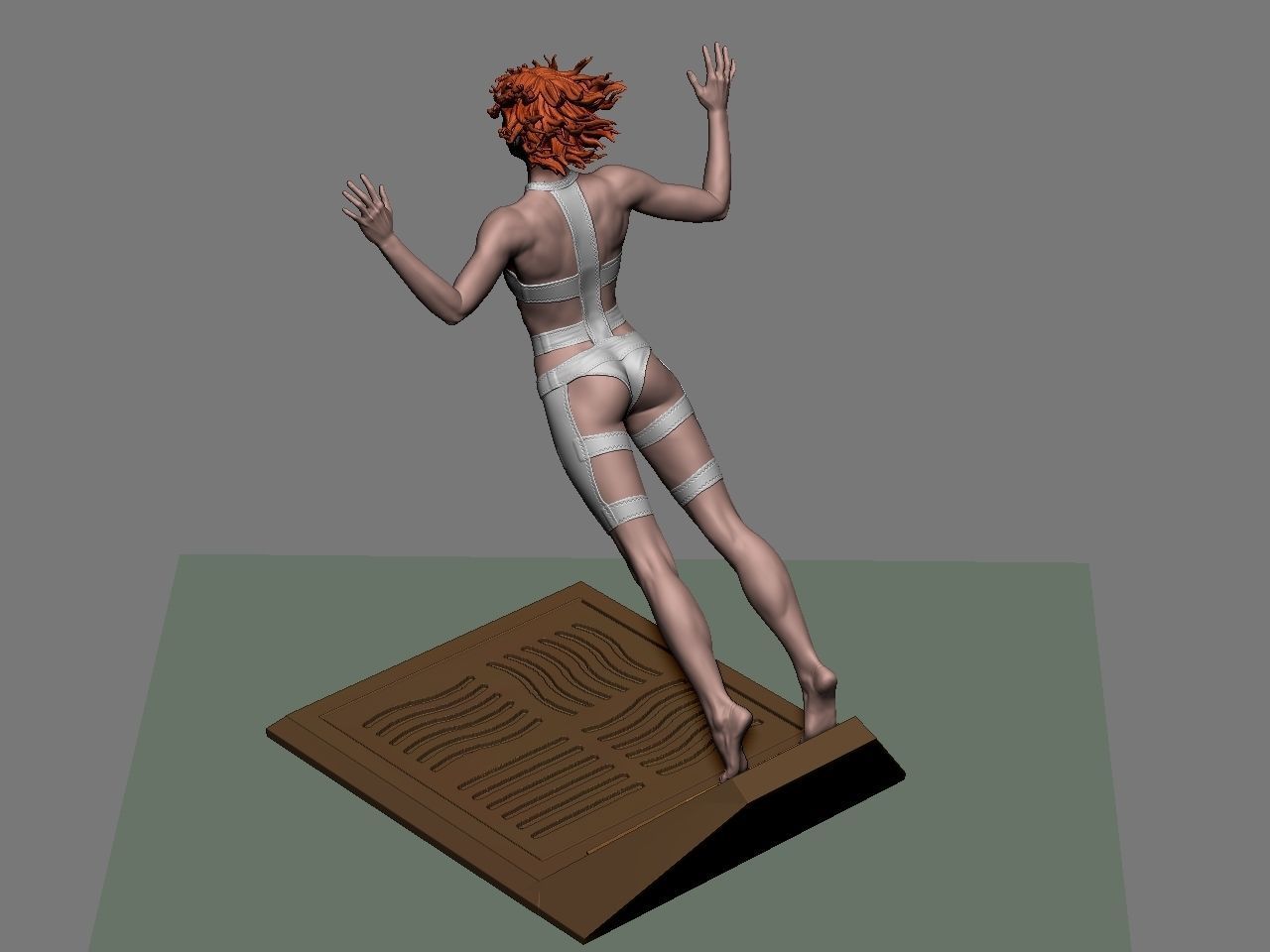 Leeloo woman jumping on platform 3D print model_56