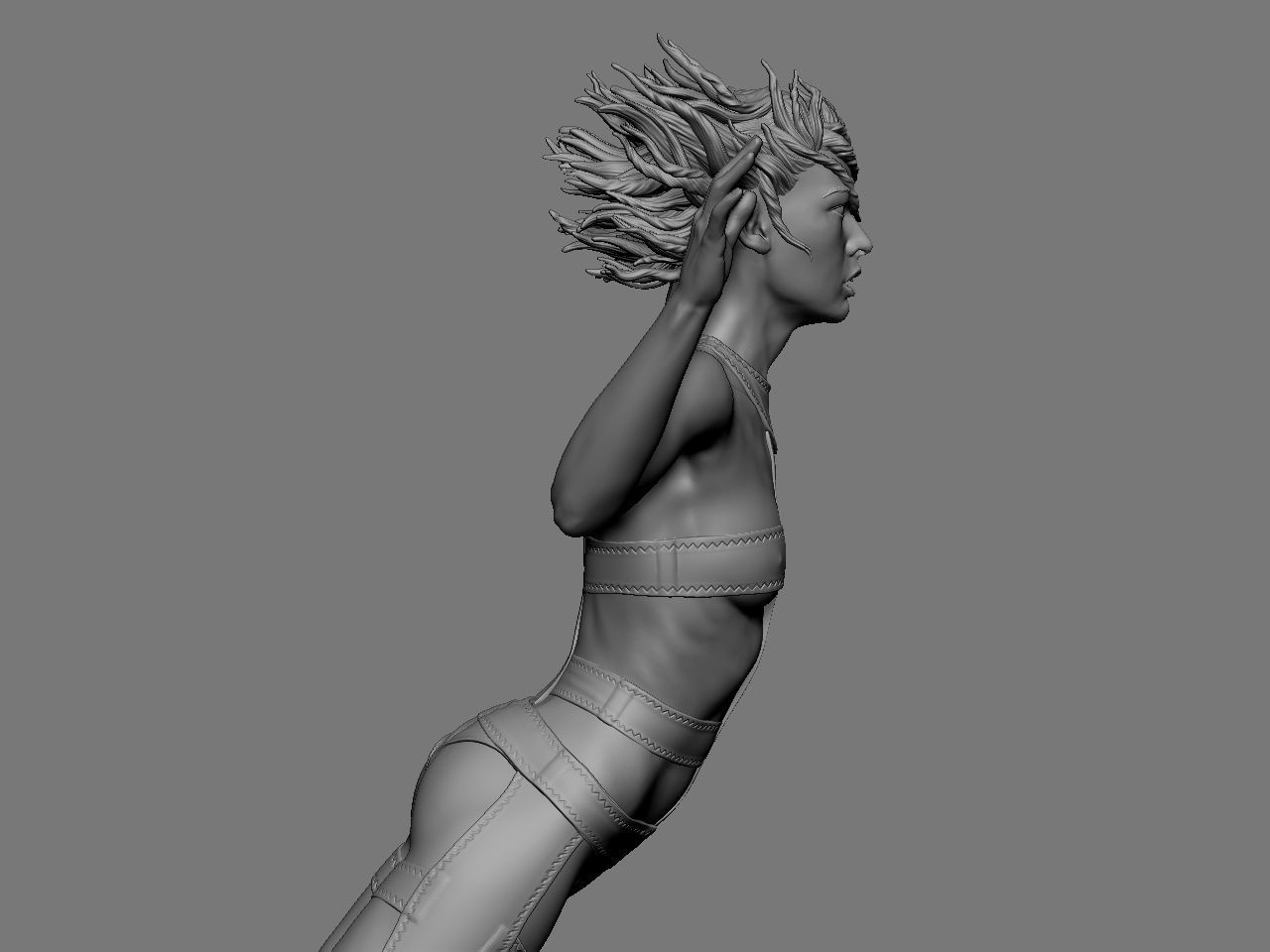 Leeloo woman jumping on platform 3D print model_19