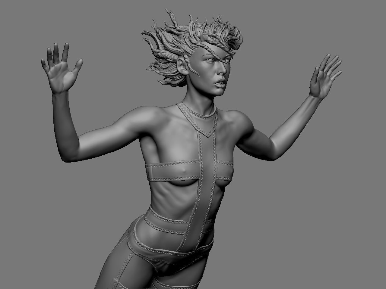 Leeloo woman jumping on platform 3D print model_17