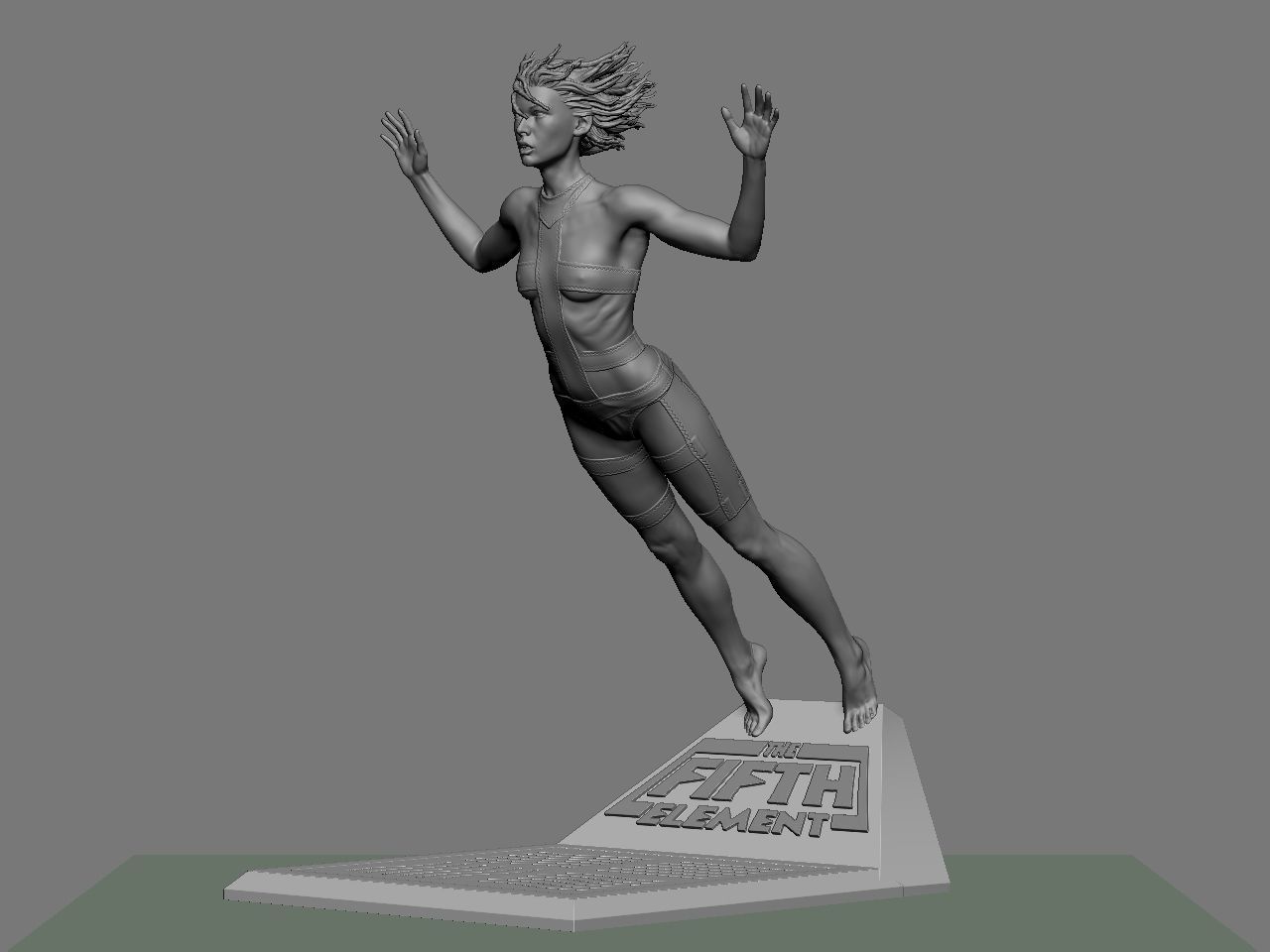 Leeloo woman jumping on platform 3D print model_13