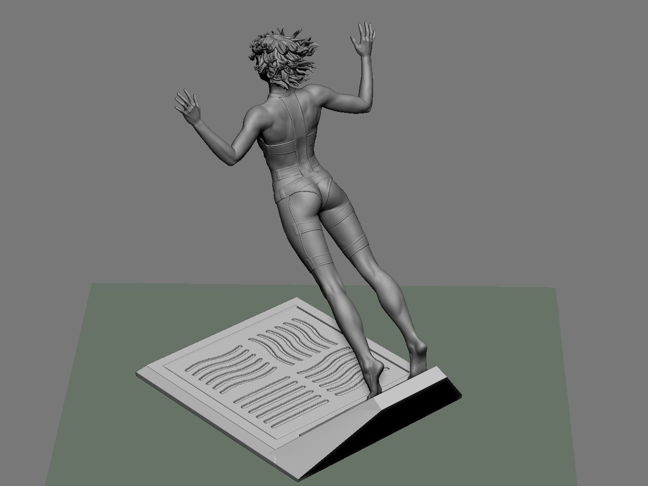 Leeloo woman jumping on platform 3D print model_57