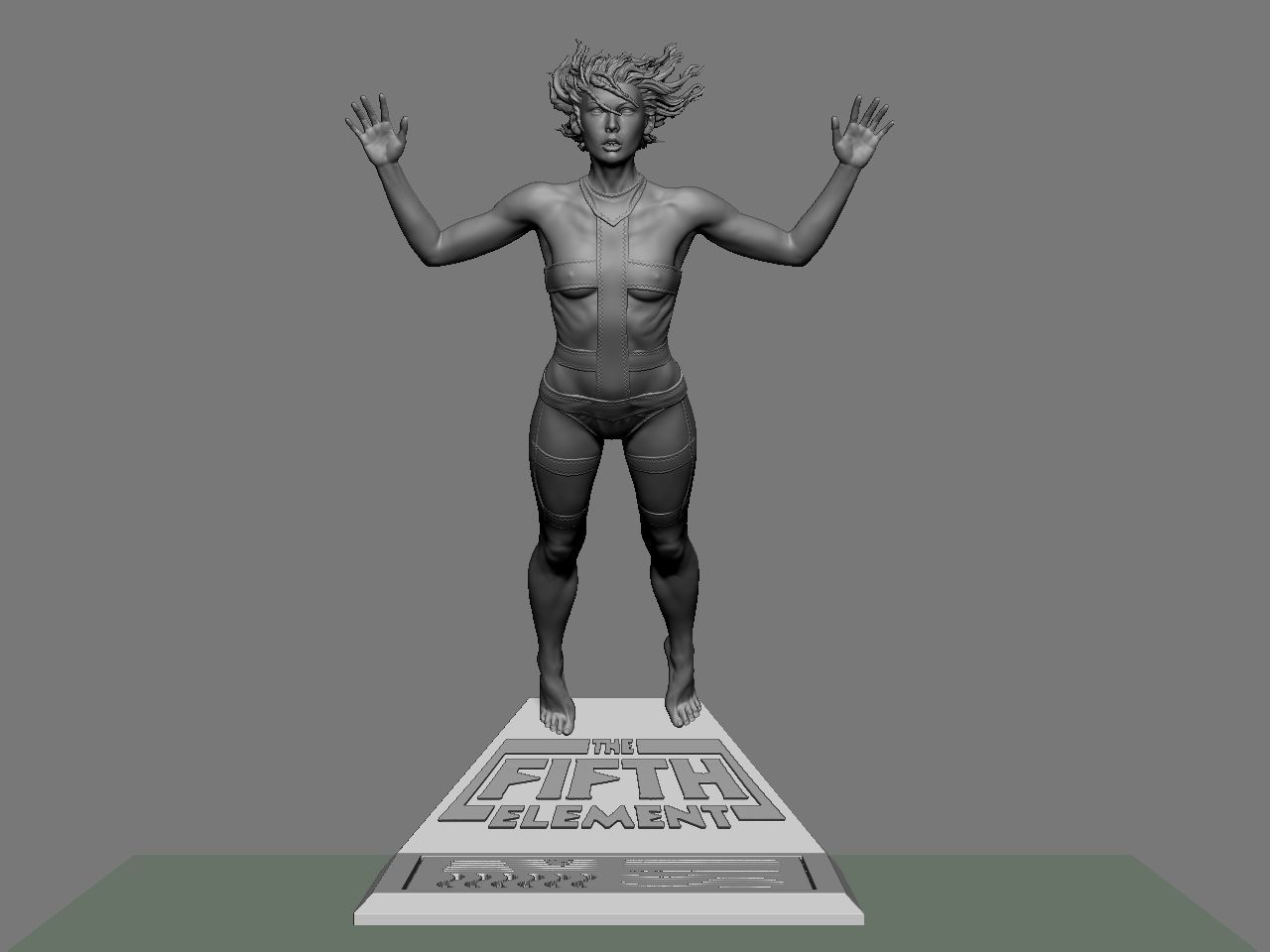 Leeloo woman jumping on platform 3D print model_15