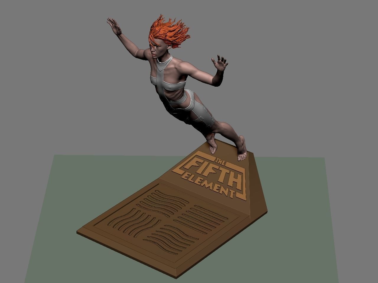 Leeloo woman jumping on platform 3D print model_60