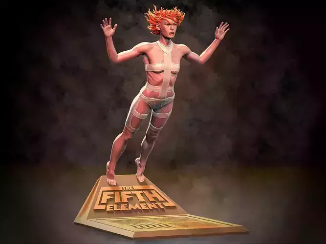 Leeloo woman jumping on platform 3D print model