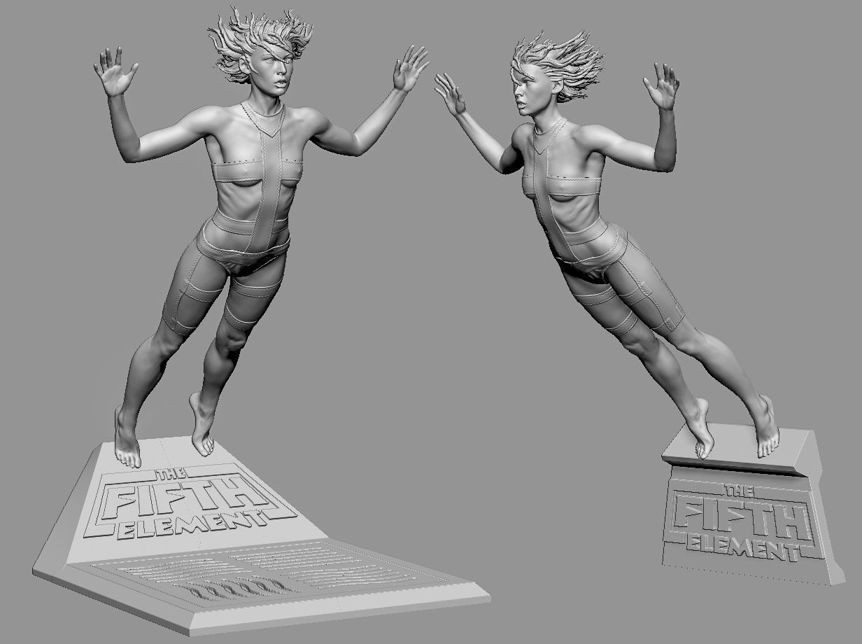 Leeloo woman jumping on platform 3D print model_64