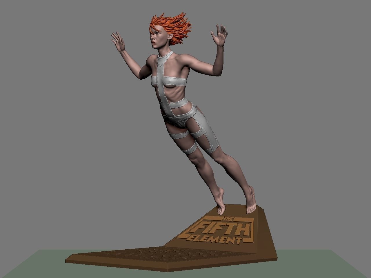 Leeloo woman jumping on platform 3D print model_12