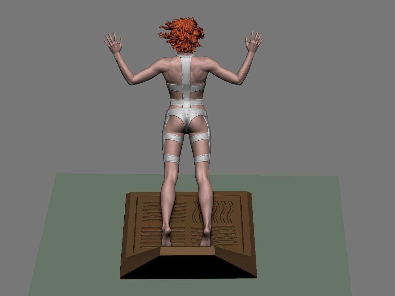 Leeloo woman jumping on platform 3D print model_54