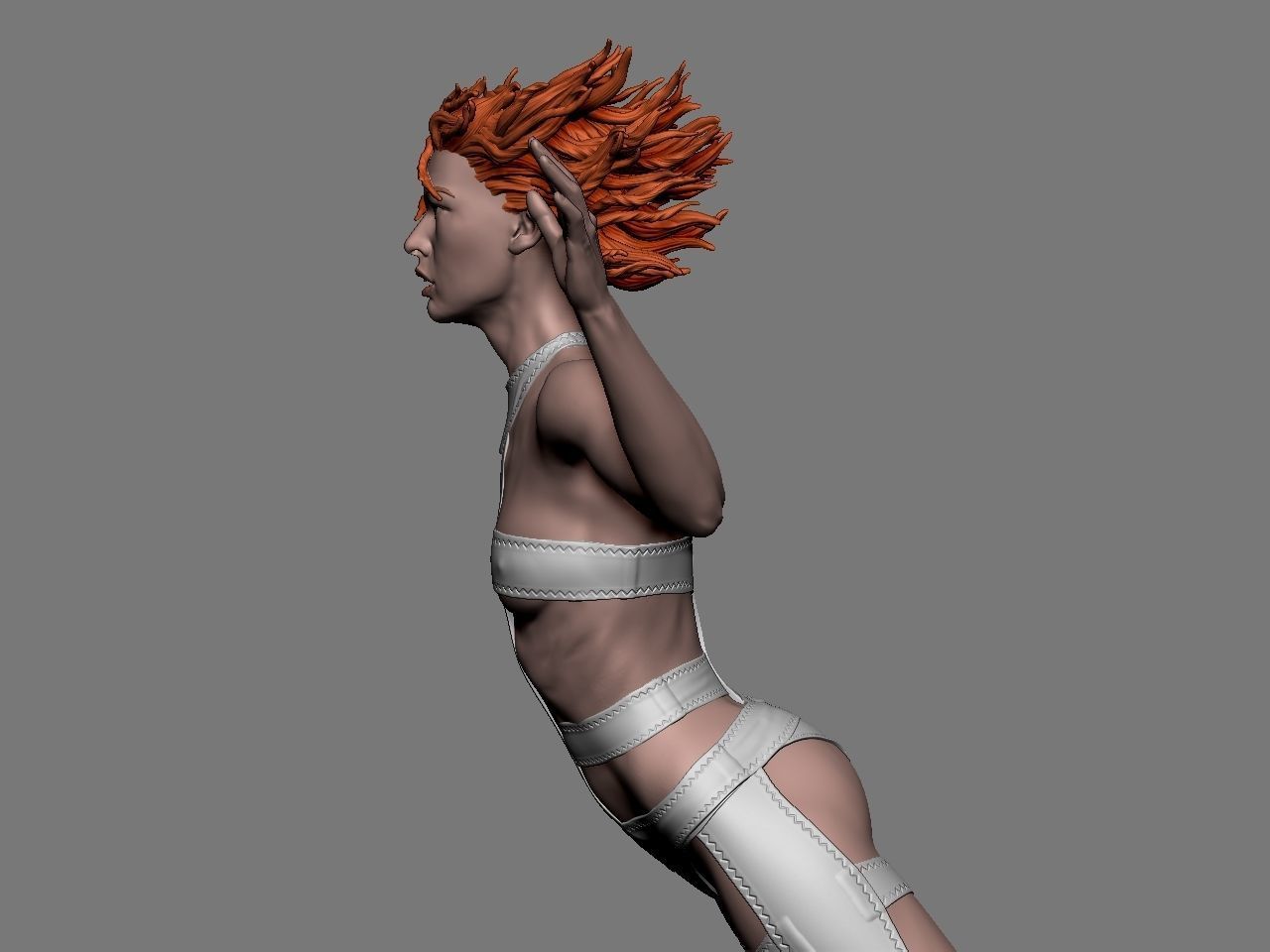 Leeloo woman jumping on platform 3D print model_26