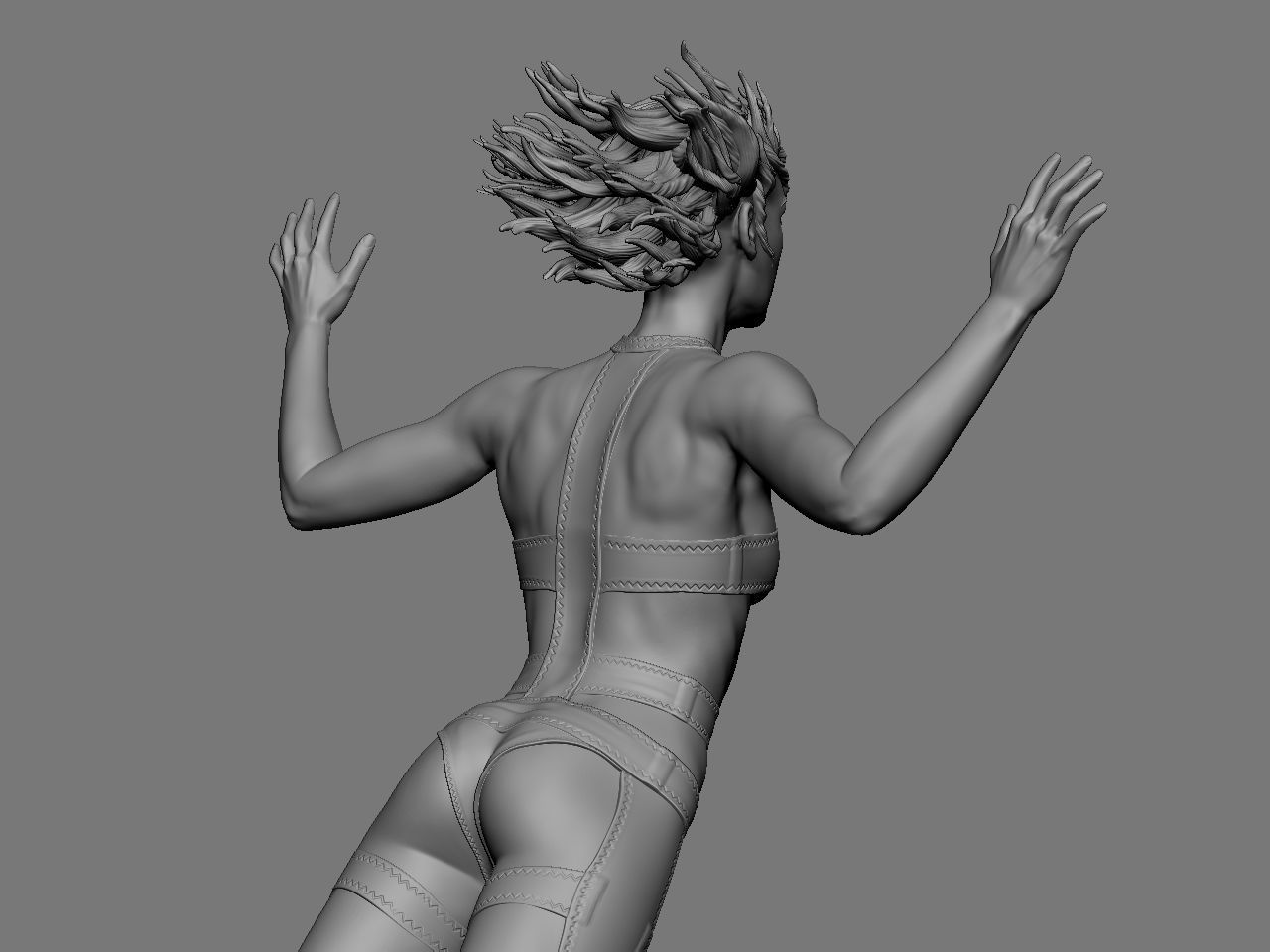Leeloo woman jumping on platform 3D print model_21