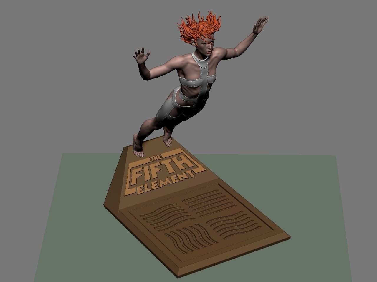 Leeloo woman jumping on platform 3D print model_48