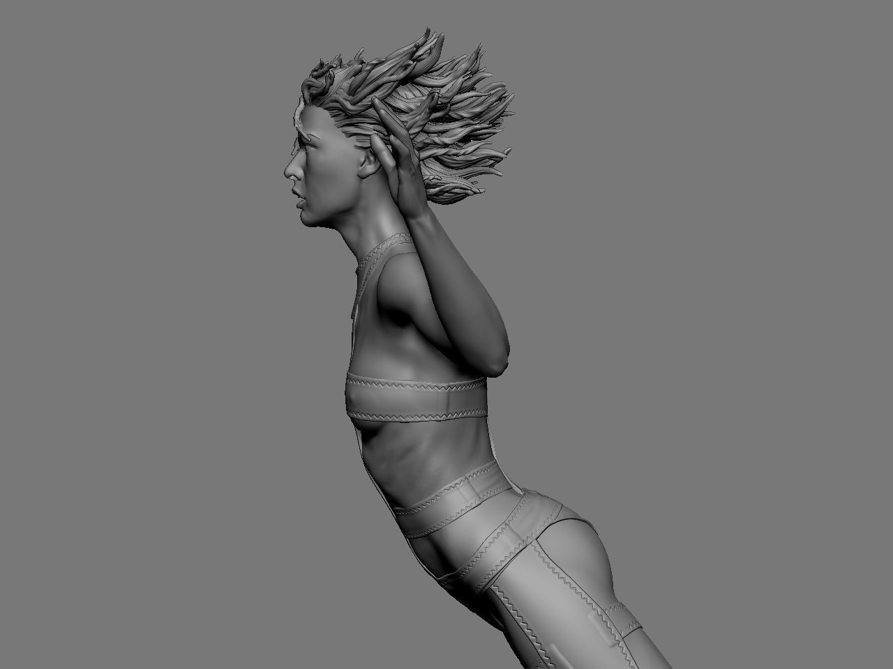 Leeloo woman jumping on platform 3D print model_27