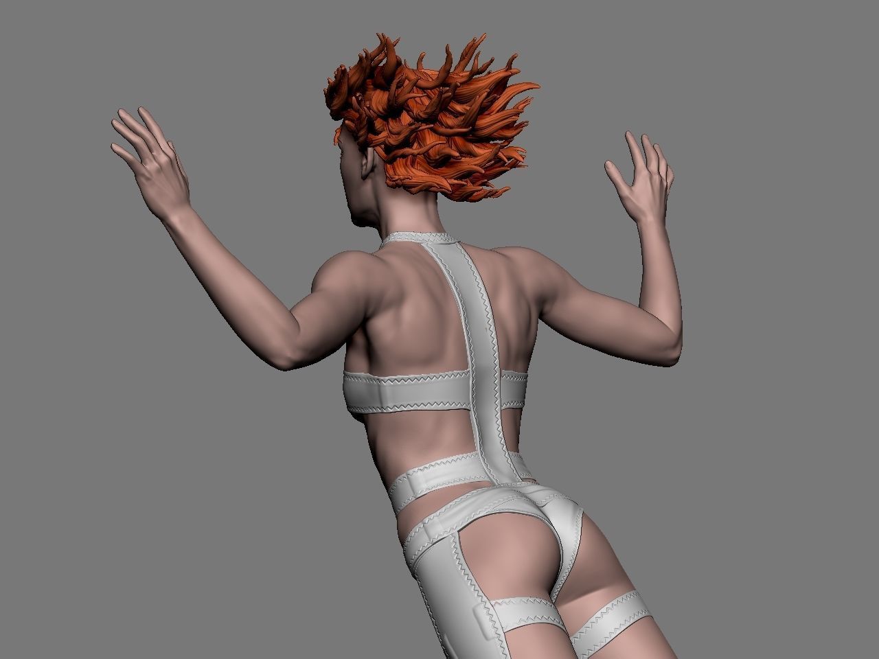 Leeloo woman jumping on platform 3D print model_24