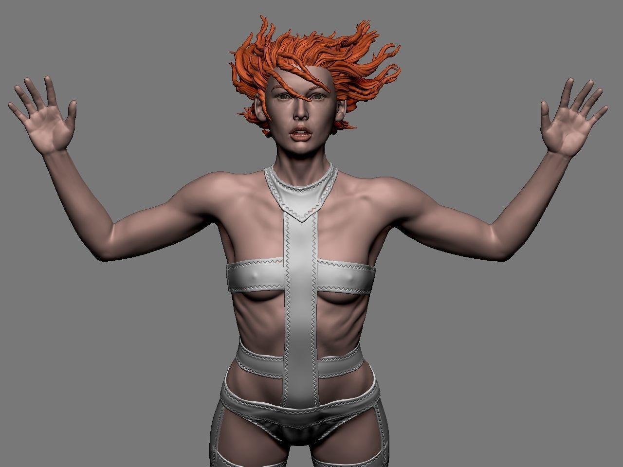 Leeloo woman jumping on platform 3D print model_30