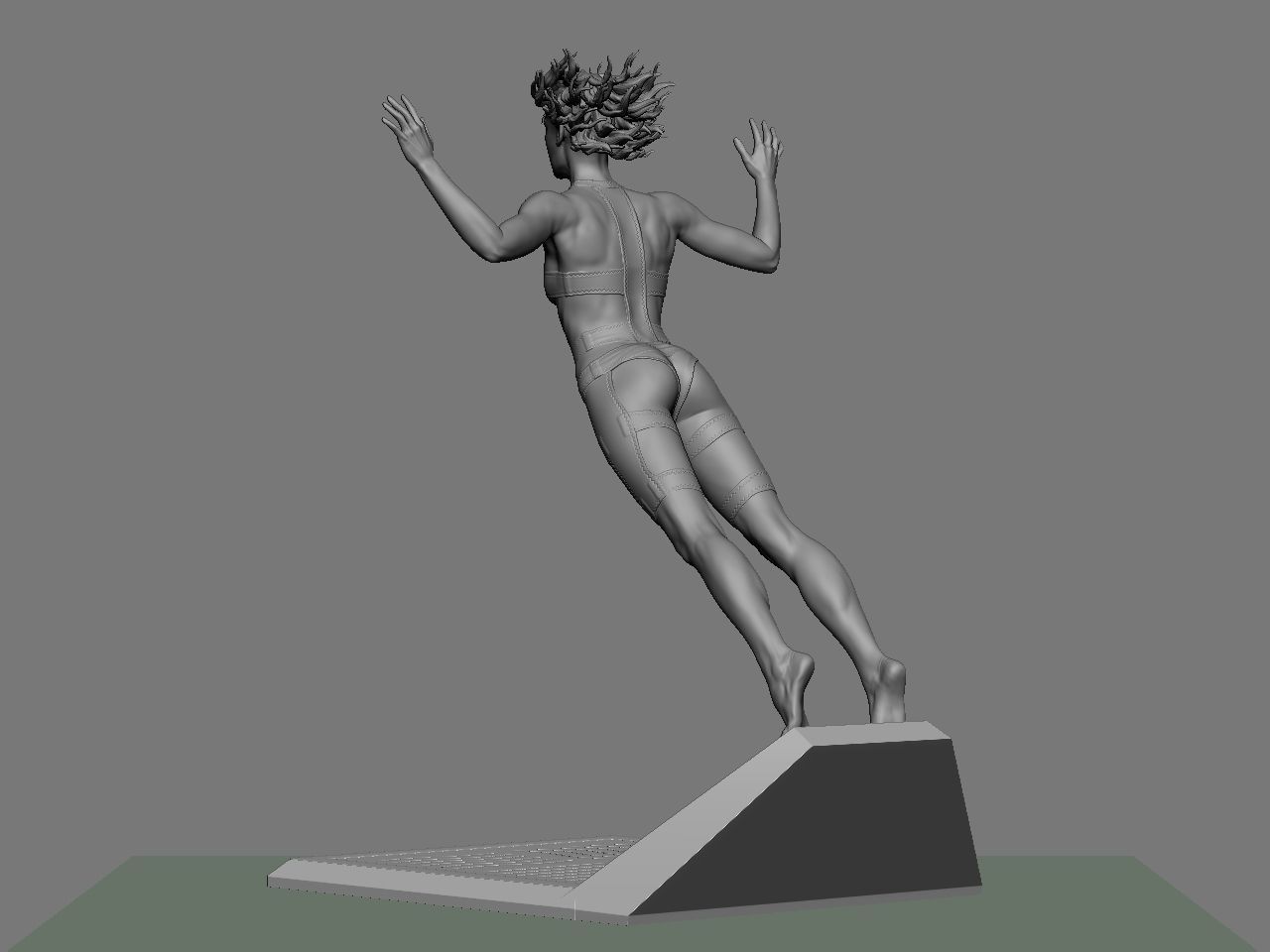 Leeloo woman jumping on platform 3D print model_9
