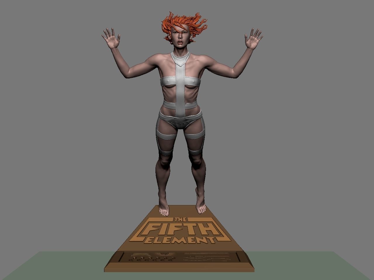 Leeloo woman jumping on platform 3D print model_14