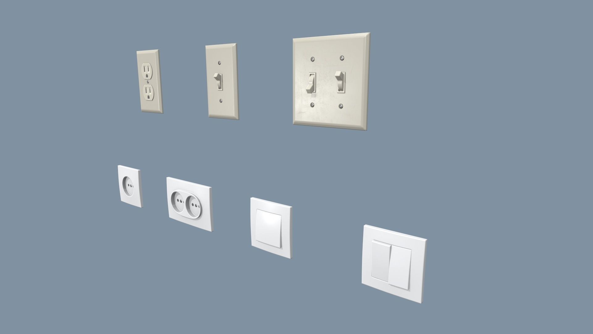Electrical Switches and Outlets Low-poly 3D model_3