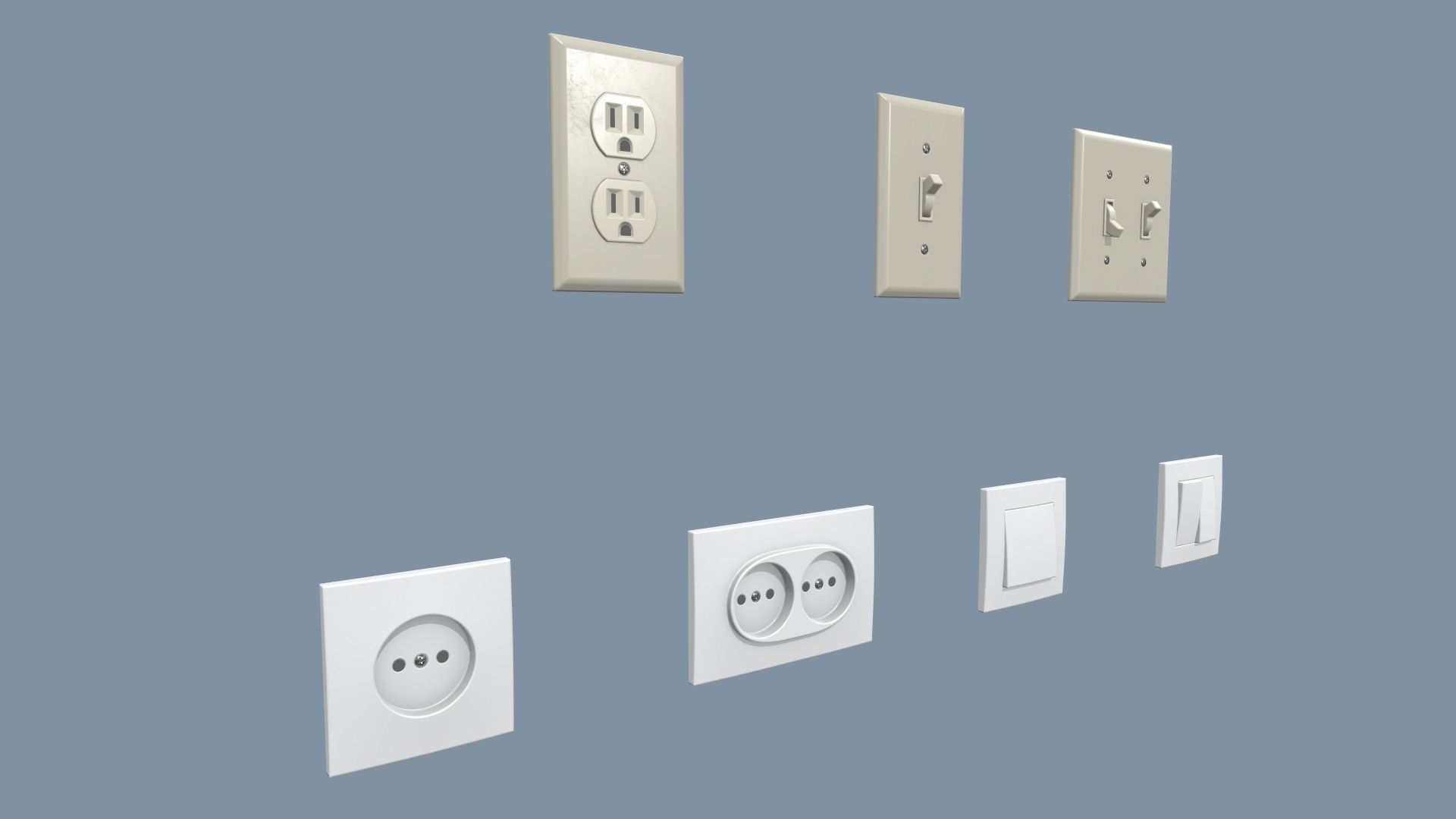 Electrical Switches and Outlets Low-poly 3D model_4