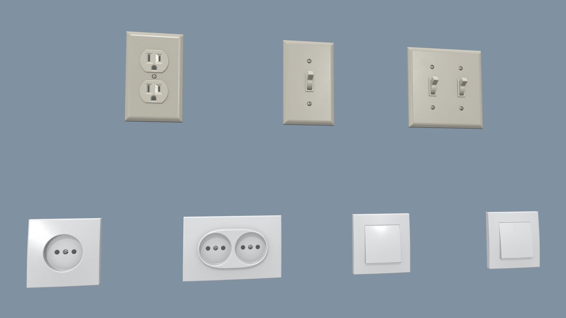 Electrical Switches and Outlets Low-poly 3D model_11