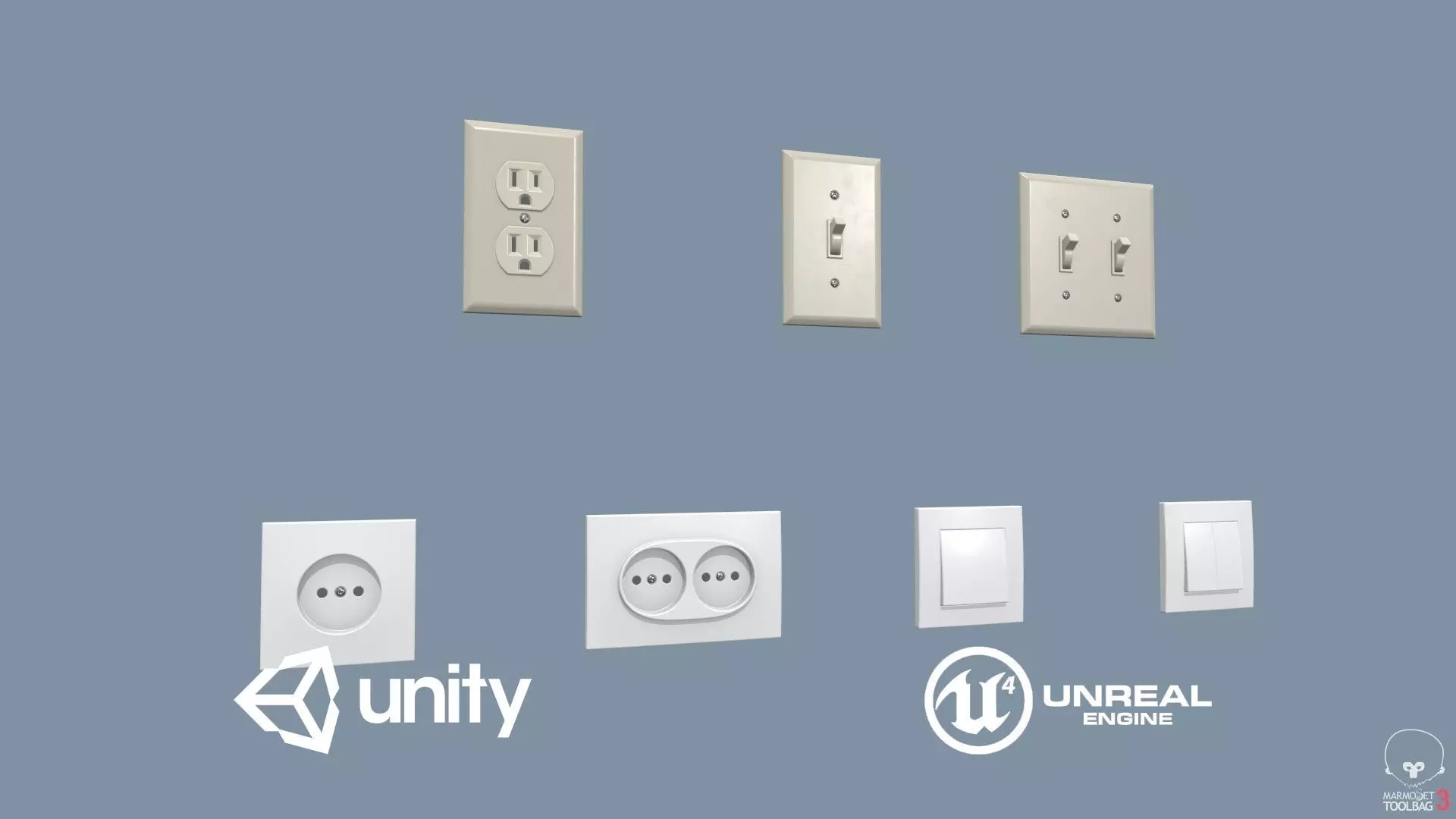 Electrical Switches and Outlets Low-poly 3D model_0