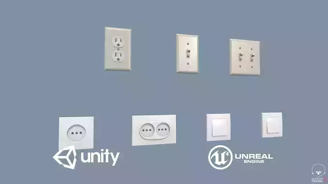 Electrical Switches and Outlets Low-poly 3D model