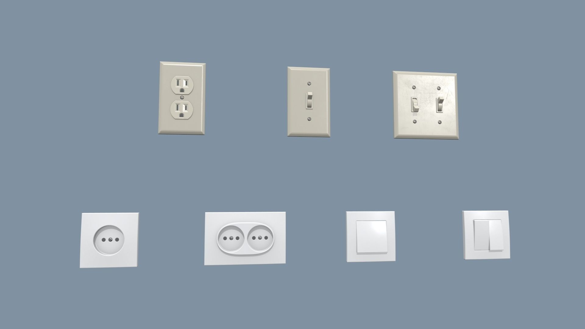 Electrical Switches and Outlets Low-poly 3D model_2