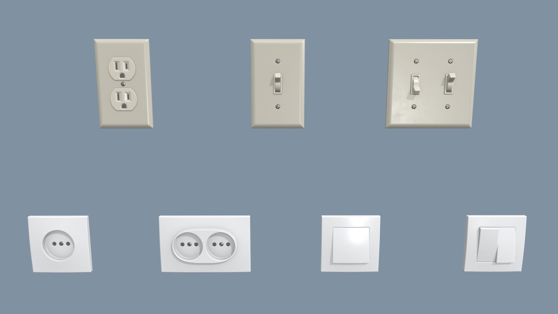 Electrical Switches and Outlets Low-poly 3D model_5