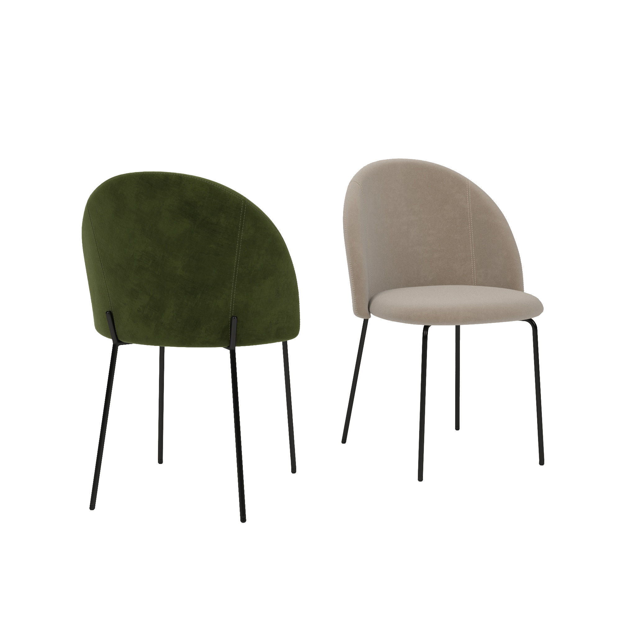 Chair two dining chairs with legs 3D model_1