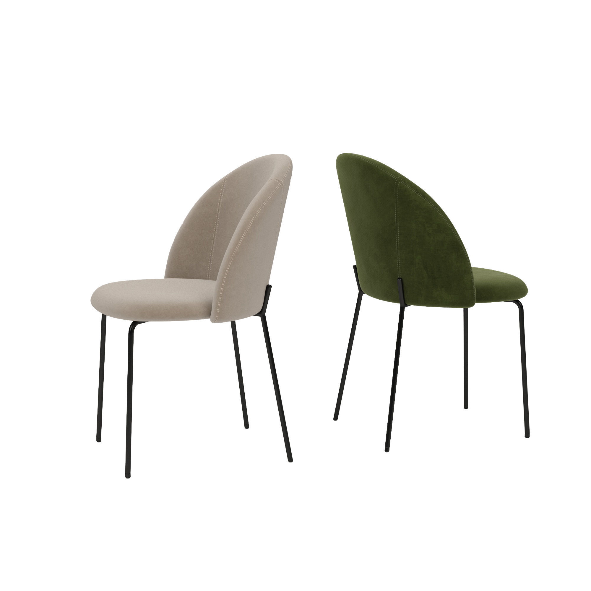 Chair two dining chairs with legs 3D model_3